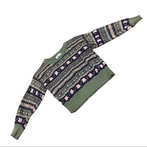 Cropped Green Printed Sweater :)